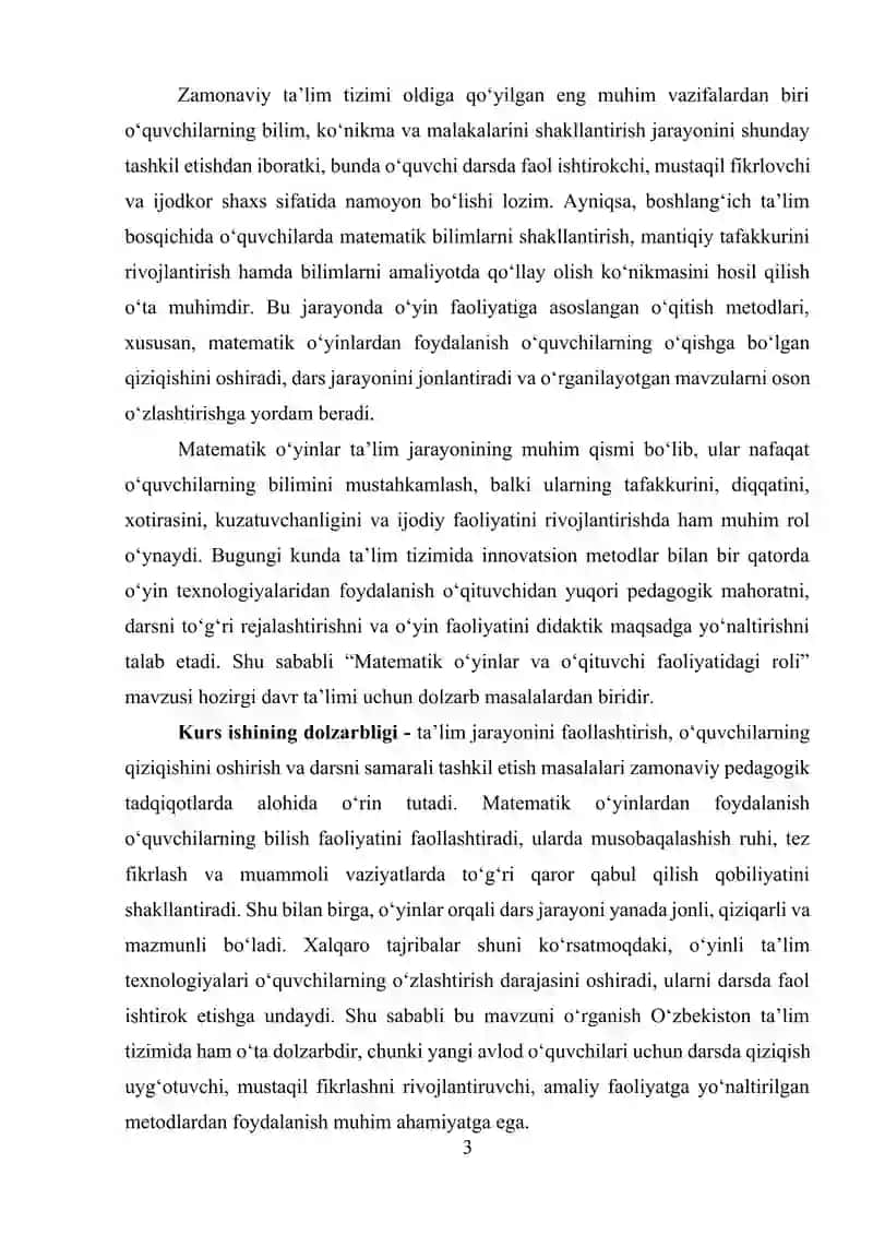 "Matematik o‘yinlar va o‘qituvchi faoliyatidagi roli" 3