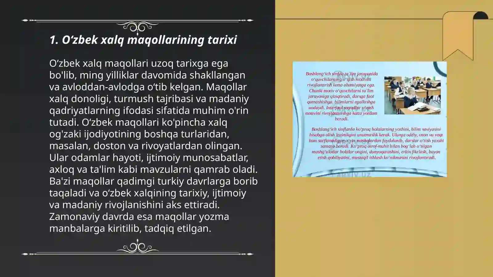 Oʻzbek xalq maqollari va ularning tarbiyaviy ahamiyati 3