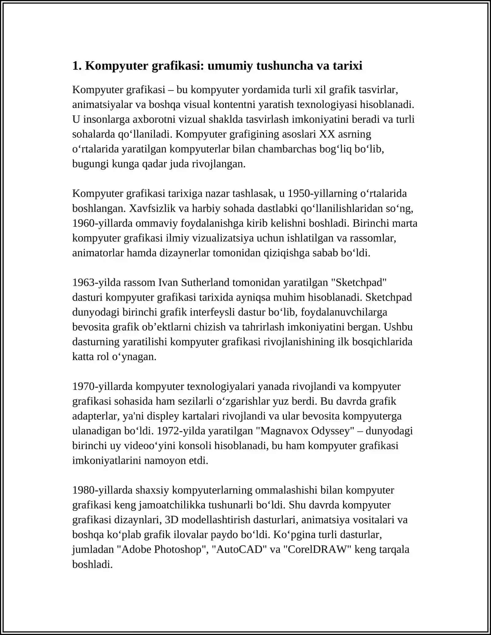 KOMPYUTER GRAFIKASI VA UNING TURLARI 3