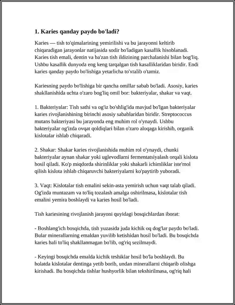 REFERAT Mavzu: KARIESLAR 3