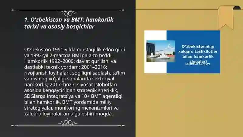 O'zbekistonning xalqaro tashkilotlar bilan hamkorlik aloqalari 3