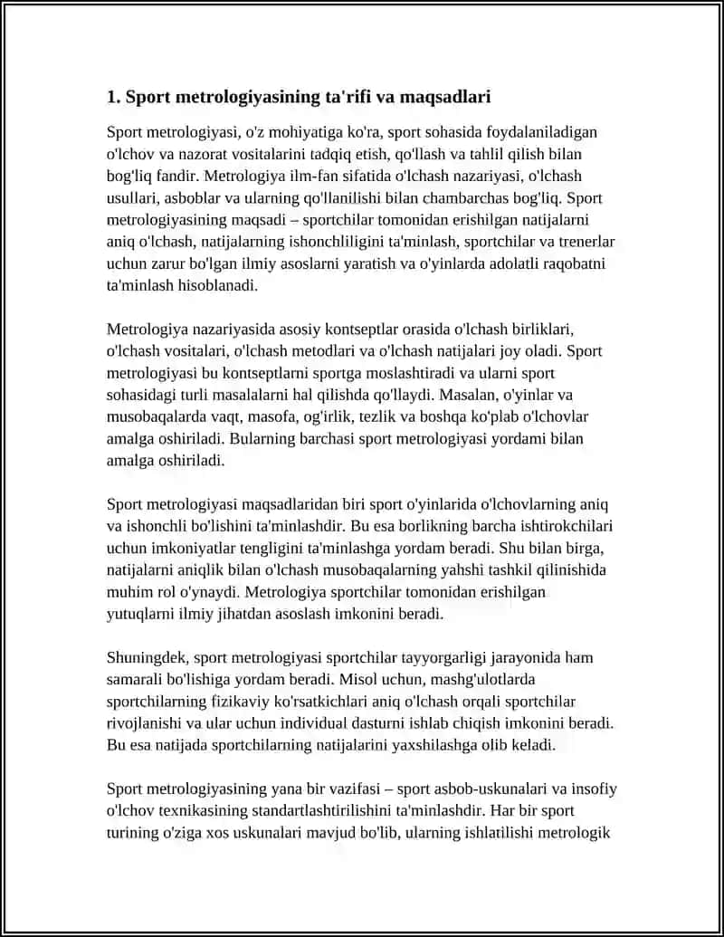 SPORT METROLOGIYASIGA KIRISH. O’LCHASH NAZARIYASI ASOSLARI 3