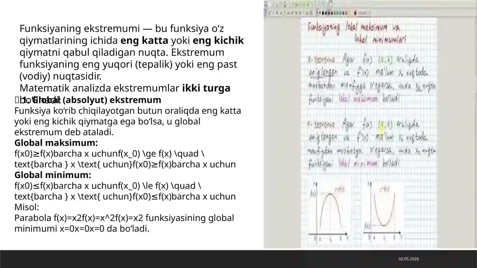Funksiyaning maksimum va minimumi 3