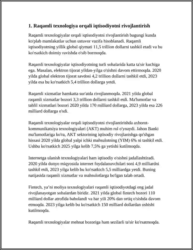 RAQAMLI IQTISODIYOT. RAQAMLI IQTISODIYOT AFZALLIKLARI 3