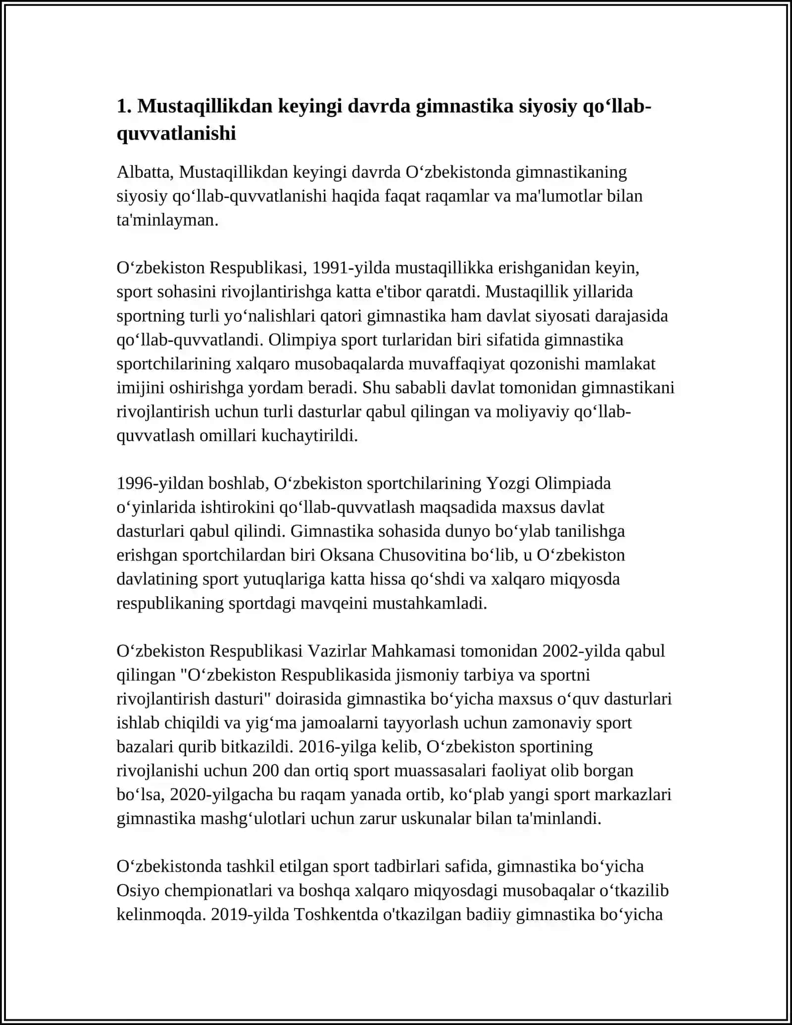 MUSTAQILLIKDAN KEYINGI DAVRDA GIMNASTIKANING RIVOJLANISHI 3