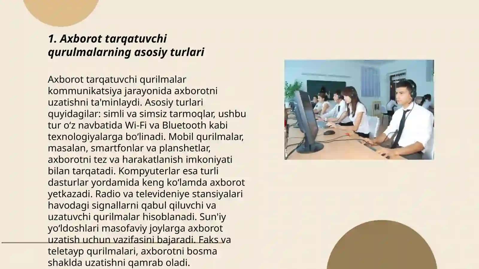 Axborot tarqatuvchi qurulmalarning imkoniyatlari 3