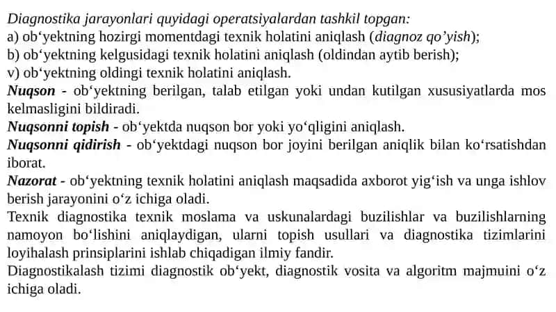 SANOAT KORXONALARIDA DIAGNOSTIKA ASOSLARI TO‘G‘RISIDA UMUMIY MA‘LUMOT 3