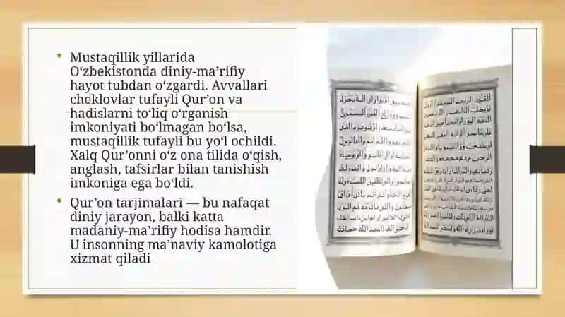 Mustaqillik yillarida QUR'ONI KARIMNING o'zbek tiliga tarjima qilinishi 3