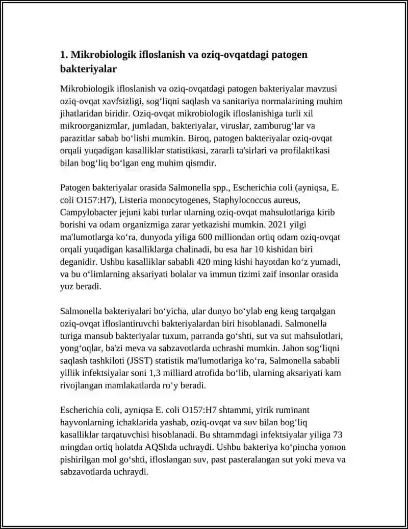 Mikrobiologik ifloslanish va oziq-ovqatdagi patogen bakteriyalar 3