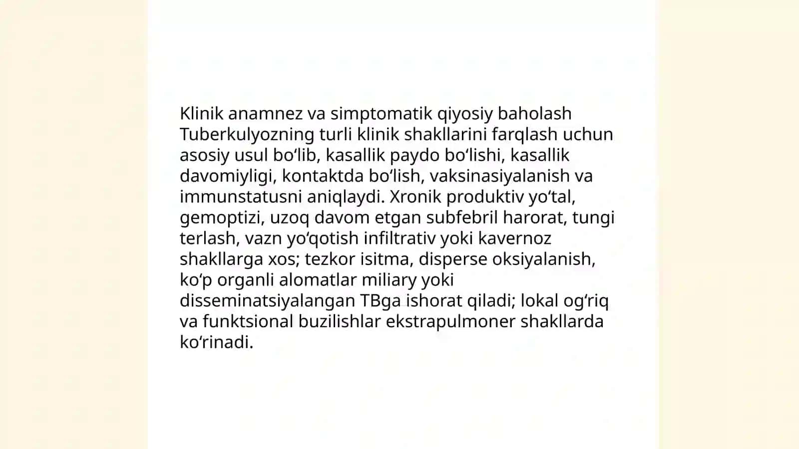 Tuberkulyoz klinik shakllari qiyosiy tashxislashning asosiy usullari 3