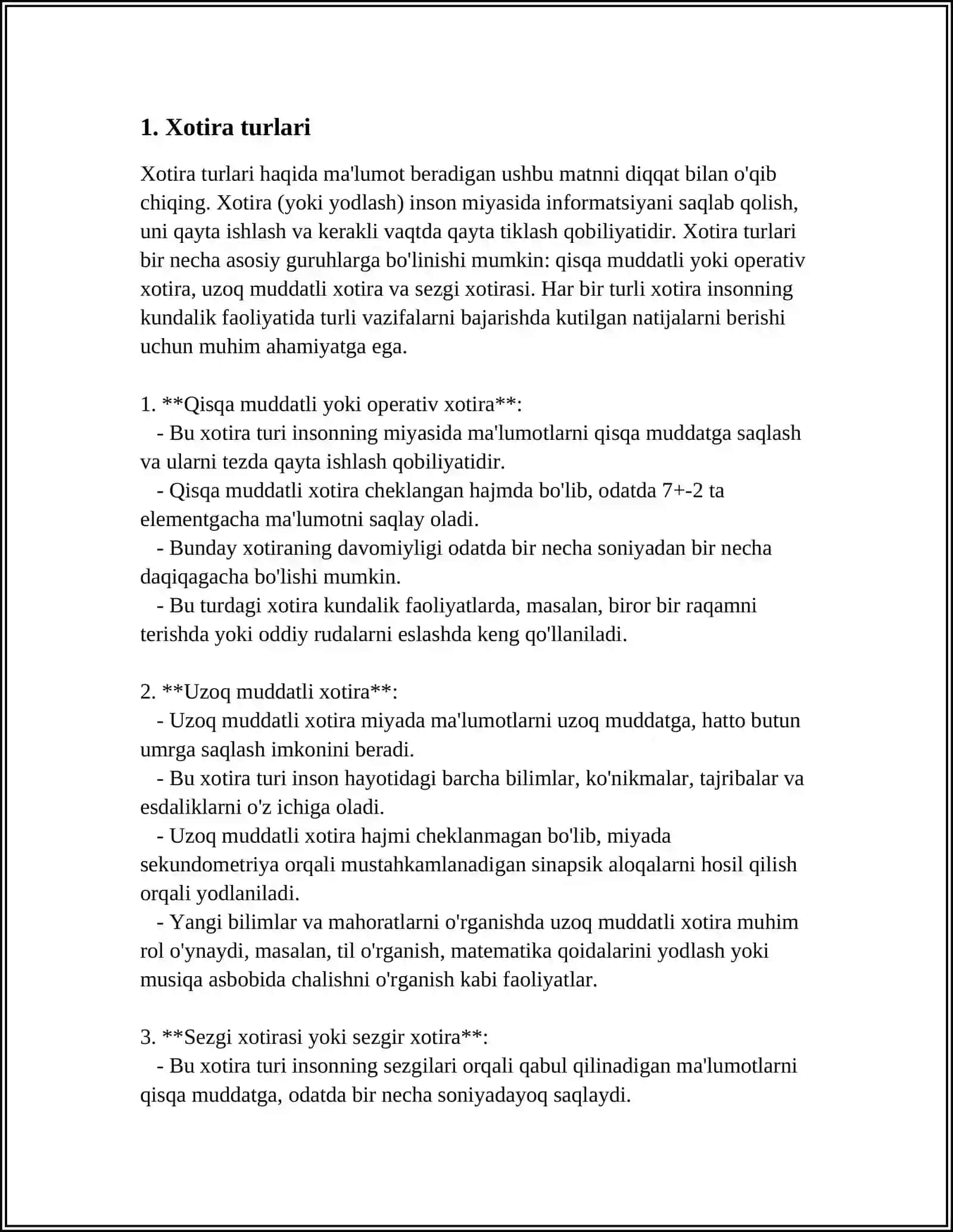 XOTIRA HAQIDA TUSHUNCHA VA UNING NERV FIZIOLOGIK ASOSI 3