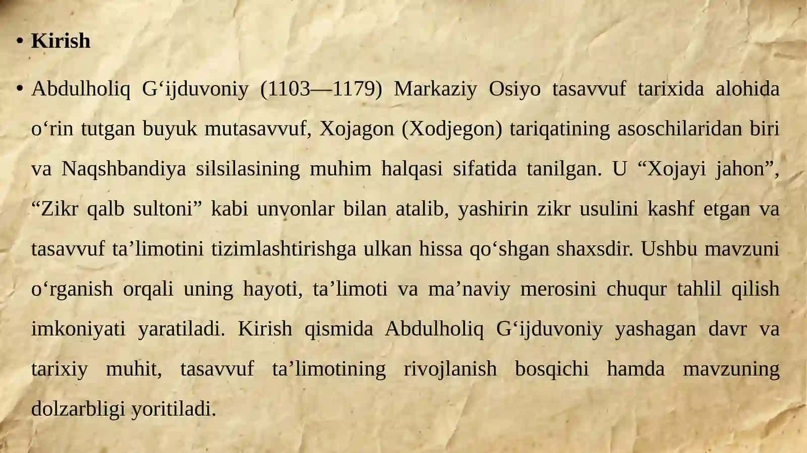 Abduholiq G‘ijduvoniy (1103-1179) ta’limotining oʻziga xos jihatlari 3