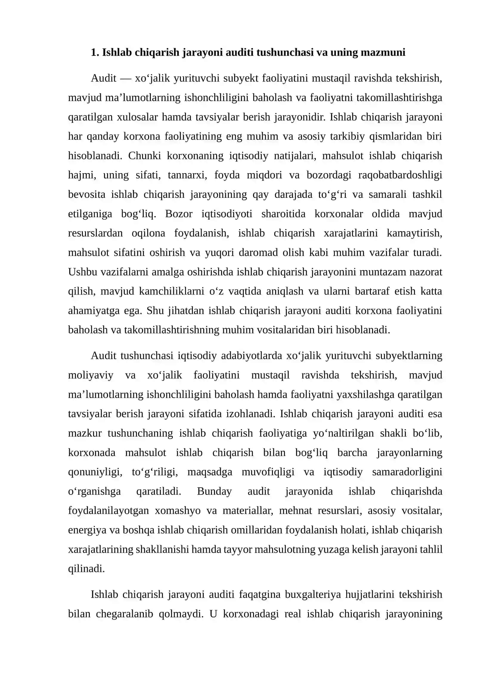 ISHLAB CHIQARISH JARAYONI AUDITINING SAMARADORLIGI 3