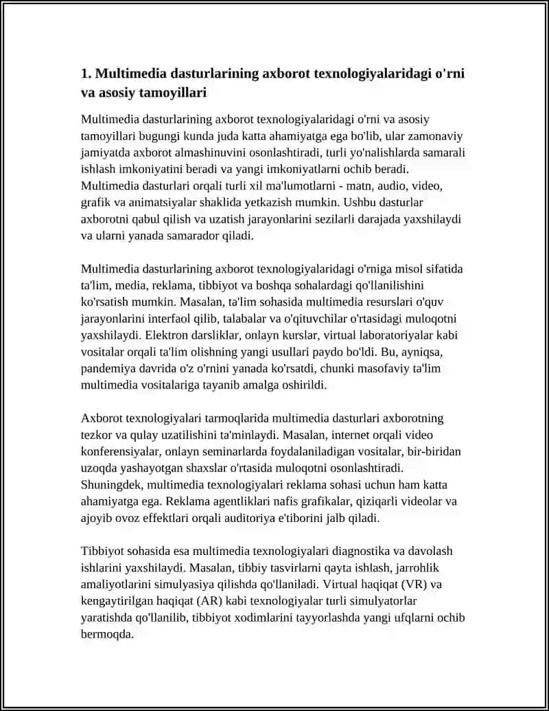 AXBOROT TEZNALOGIYALARIDA MULTIMEDIA DASTURLARIDAN FOYDALANISH 3