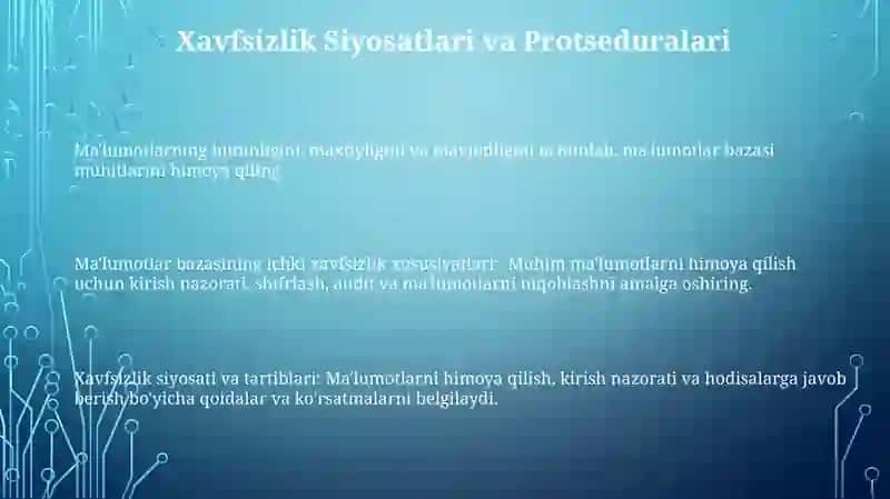 Maʼlumotlar bazalarining ichki himoya vazifalari 3