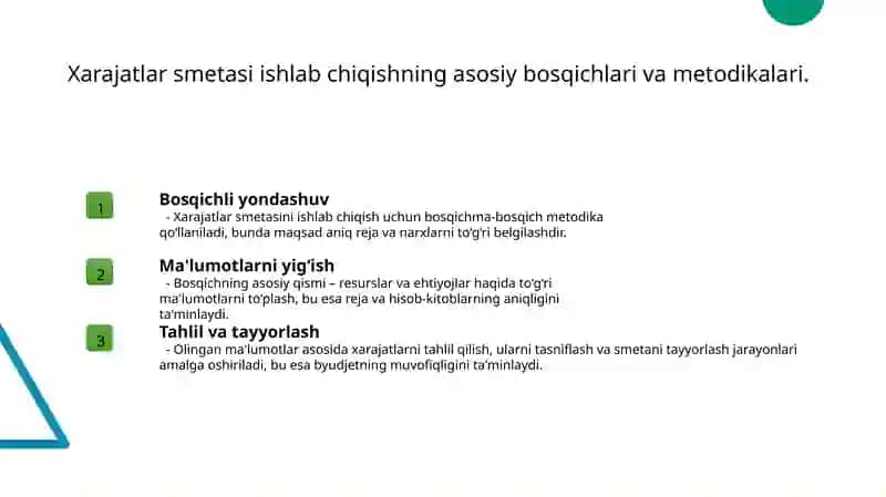 Xarajatlar smetasi va shtatlar jadvalini tuzish, tasdiqlash va ro‘yхatdan o‘tkazish 3