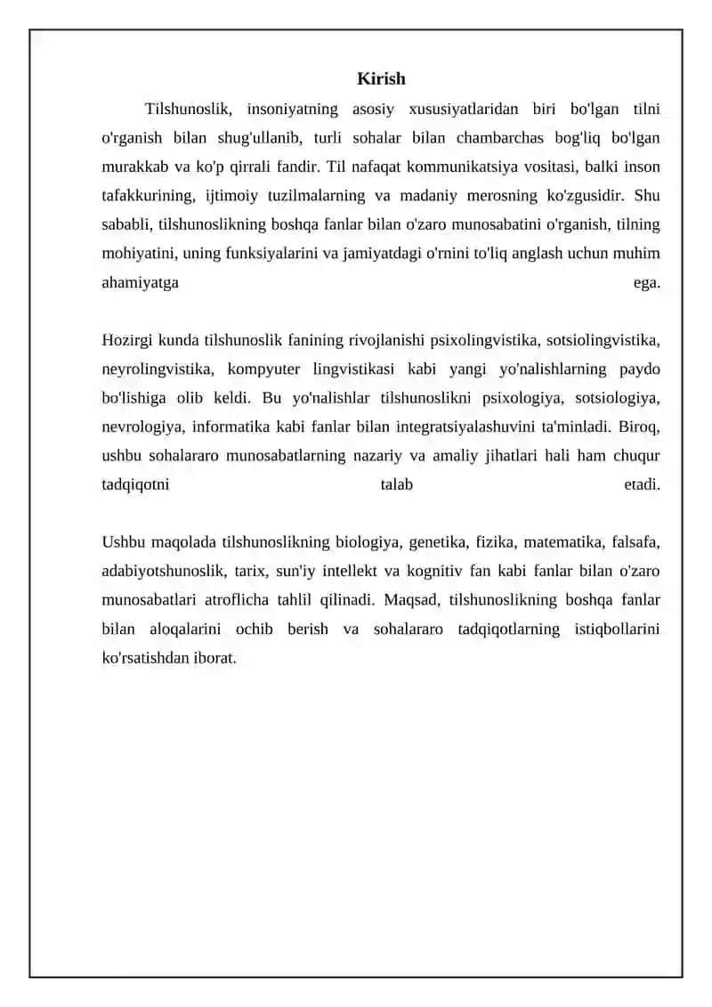 Tilshunoslikning boshqa fanlar bilan munosabati 3