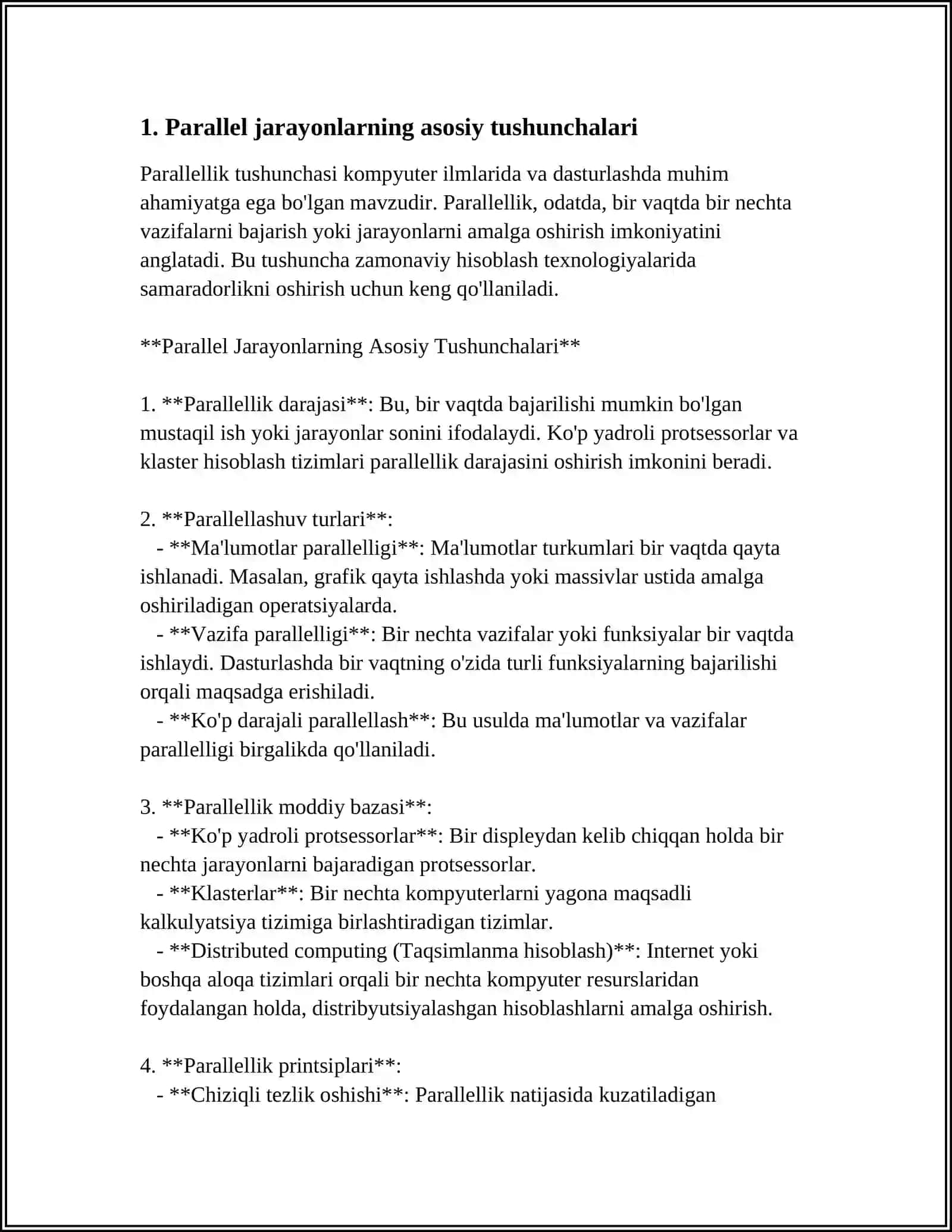 PARALLEL JARAYONLARNI TASHKIL ETISH 3
