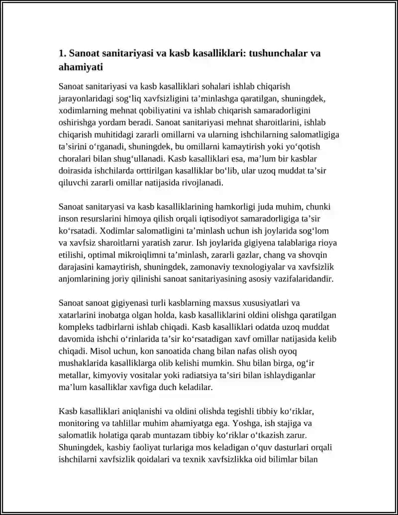 SANOAT SANITARIYASI VA KASB KASALIKLARI OʻRTASIDAGI BOGʻLIQGʻIK 3