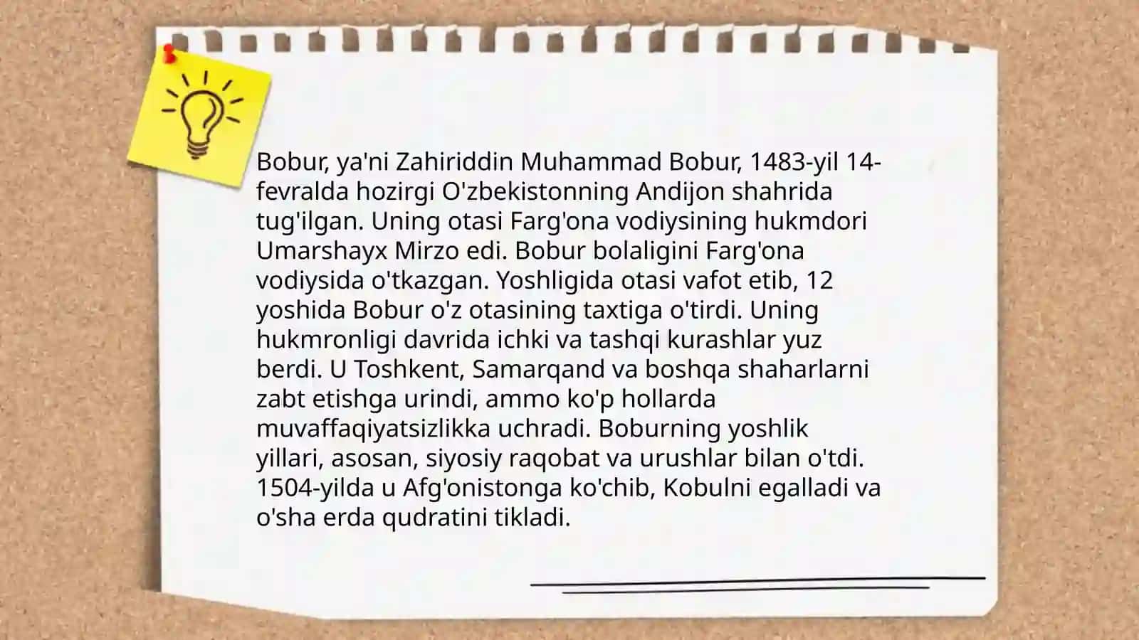 Akademik litseylar uchun Bobur hayoti va ijodini oʻrganish 3