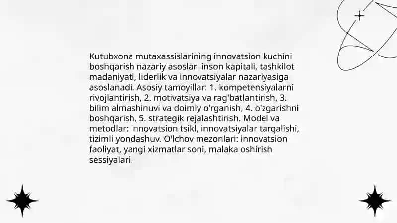 Kutubxona mutaxassislarining innovatsion kuchini boshqarish 3