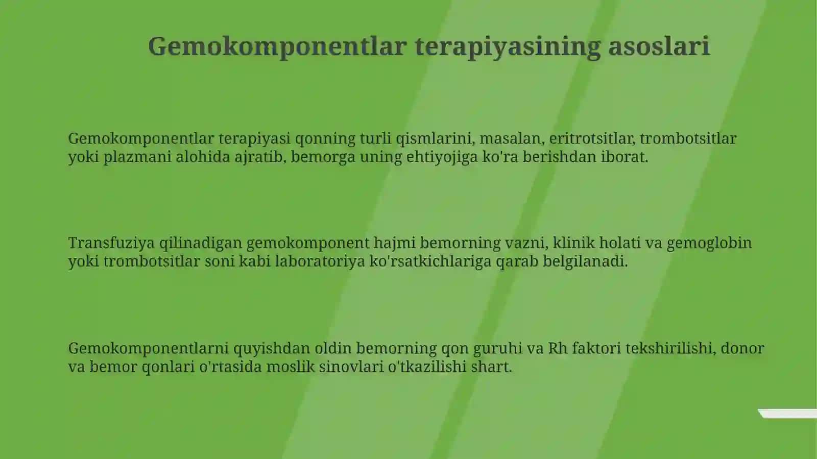 Qon kasalliklari gemokompanent terapiya 3