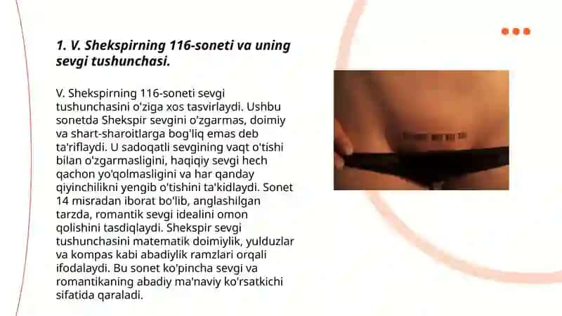 Sevgi va muhabbat falsafasi. V. Shekspir 116 sonet adabiy tahlili. 3