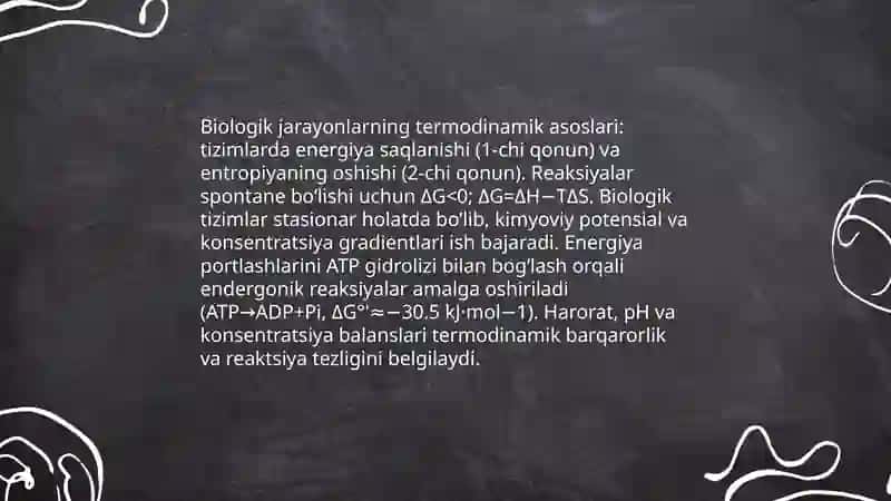 Biologik jarayonlar termodinamikasi 3