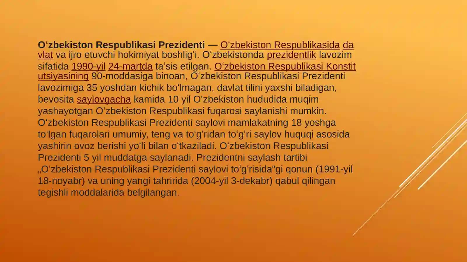 Oʻzbekiston Respublikasi Prezidentiligining joriy etilishi 3