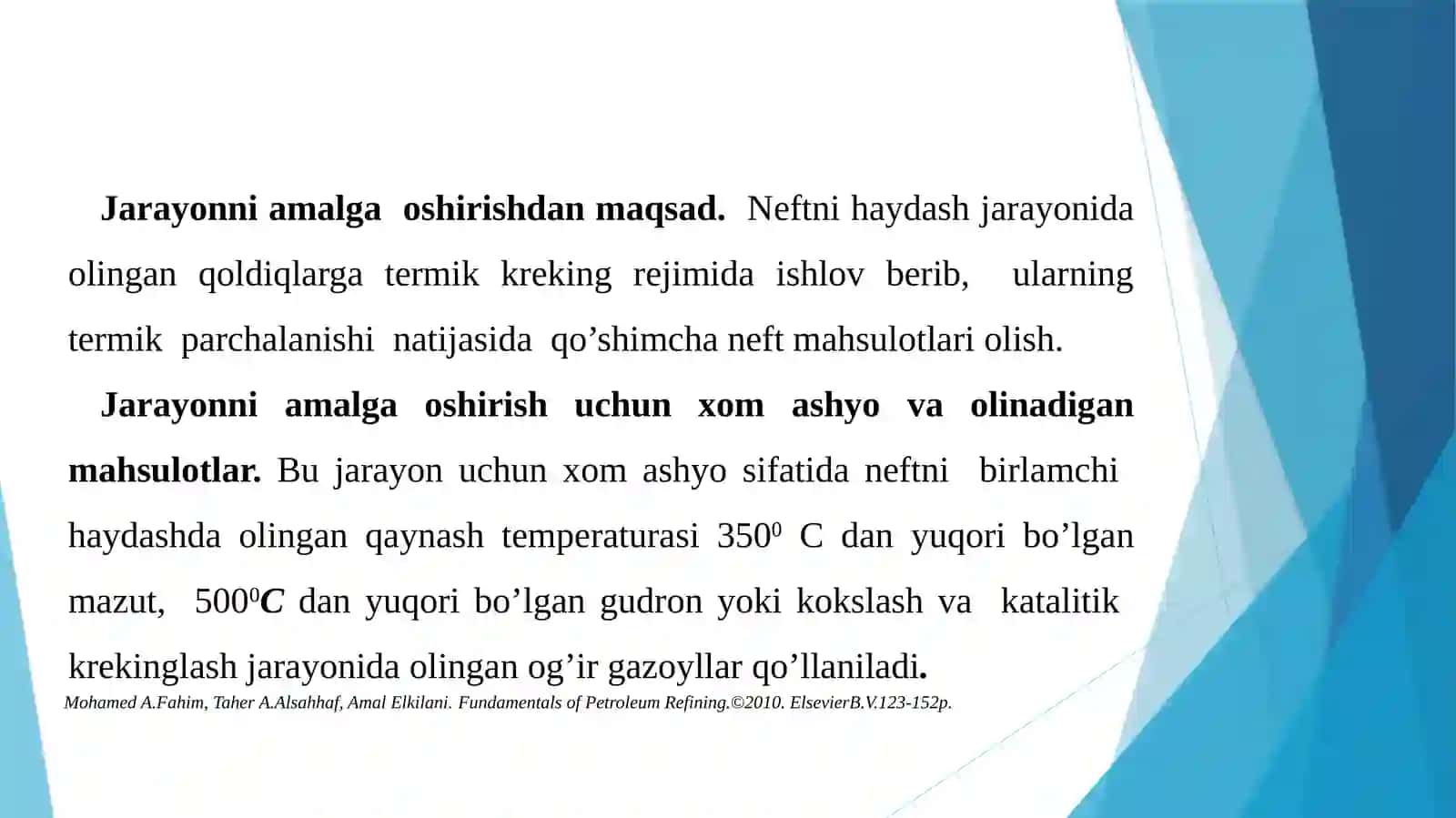 Neftni qayta ishlashda termik kreking 3