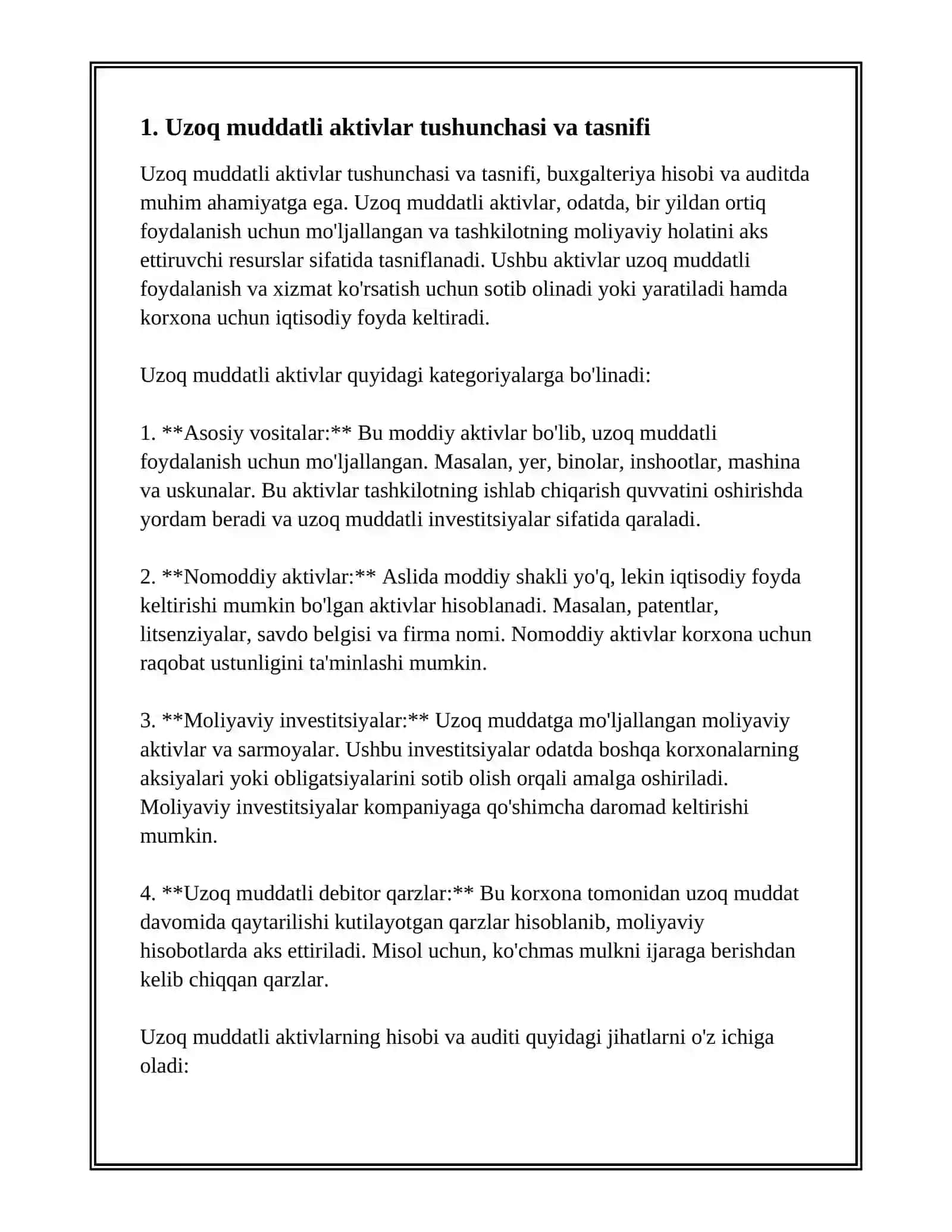 Uzoq muddatli aktivlar hisobi va auditi 3