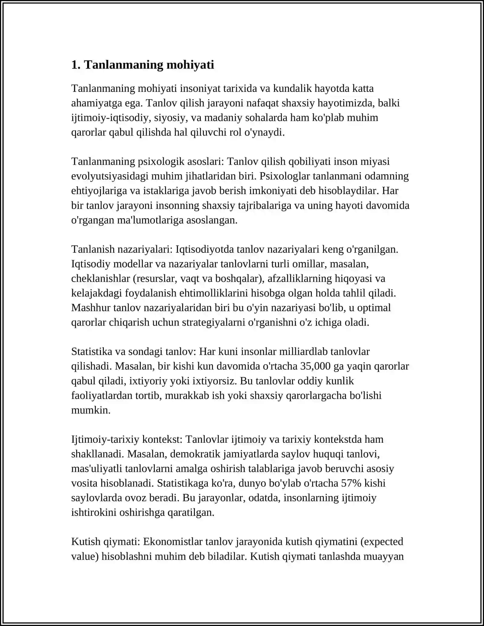 TANLANMANING REPREZENTATIVLIGI VA UNI HOSIL QILISHNI USULLARI 3