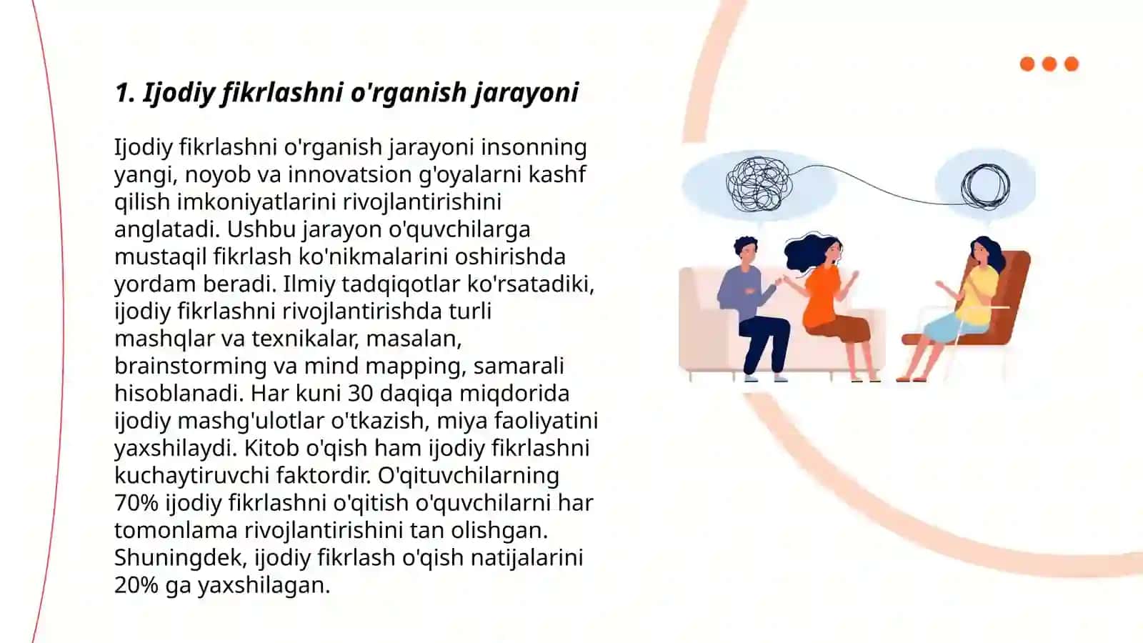 Ijodiy fikrlashni o'rganish jarayoni 3