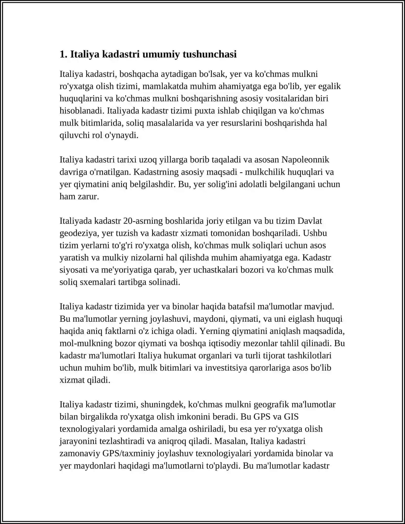 ITALYA KADASTR HAQIDA MA'LUMOT 3