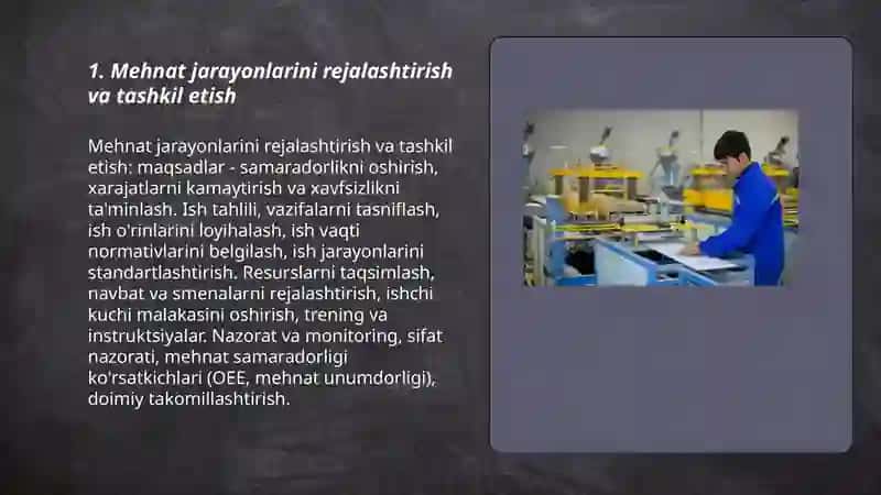 Mehnat jarayonlarini rejalashtirish va tashkil etish 3