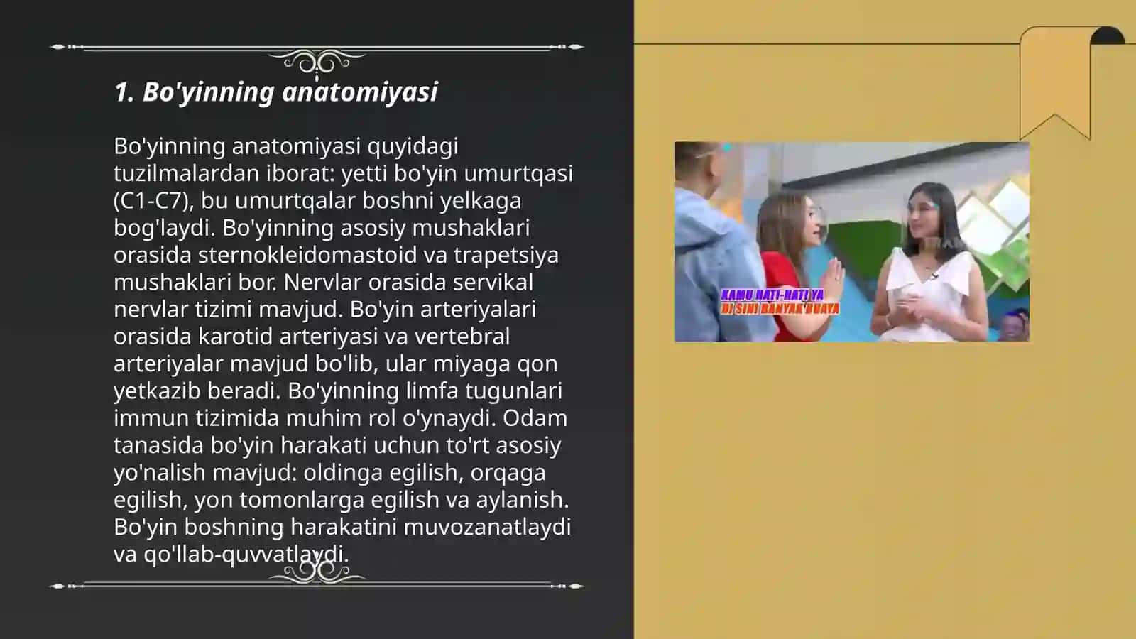 Bo'yinning o'rta yon oqmalari va kistalari.Simpatektomiya 3