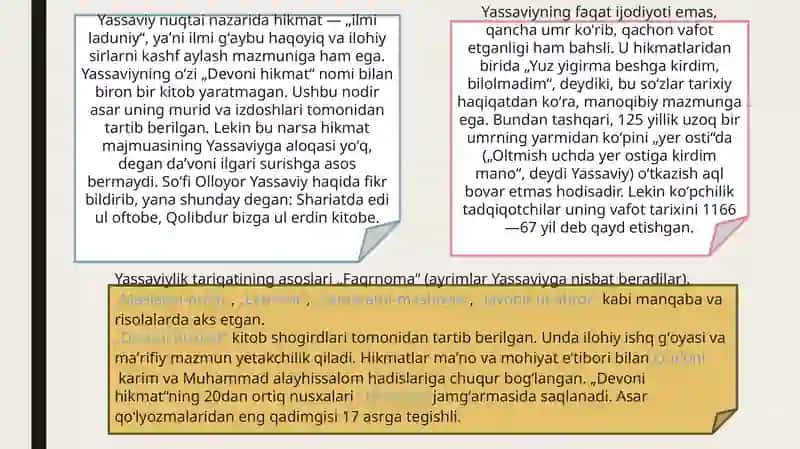 Ahmad Yassaviy va Ahmad Yugnakiy hayoti va ijodining manbalari 3