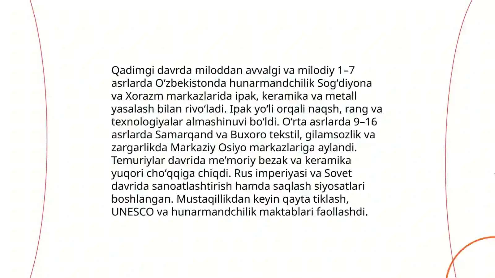 Oʻzbekistonda xalq amaliy san'ati va milliy hunarmandchilikning rivojlanishi 3