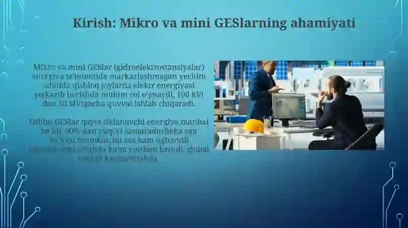 Mikro va mini GES turbinalarining qo'llanilish shartlari 3