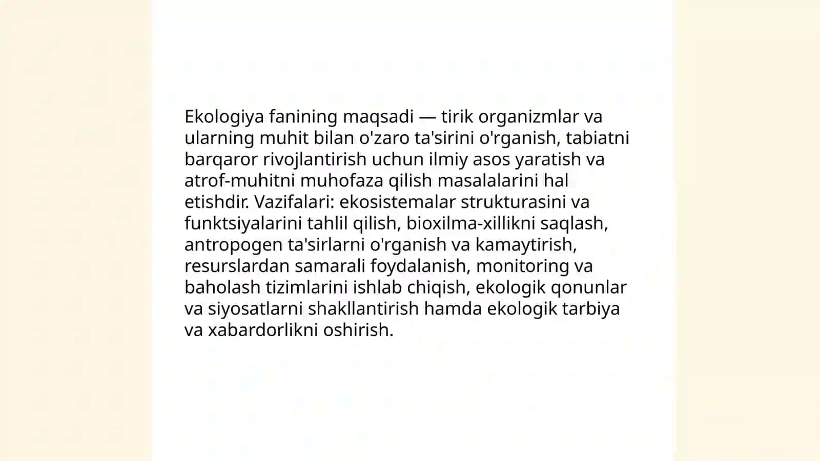 Ekologiya fanining maqsadi, predmeti va o’rganish usullari 3