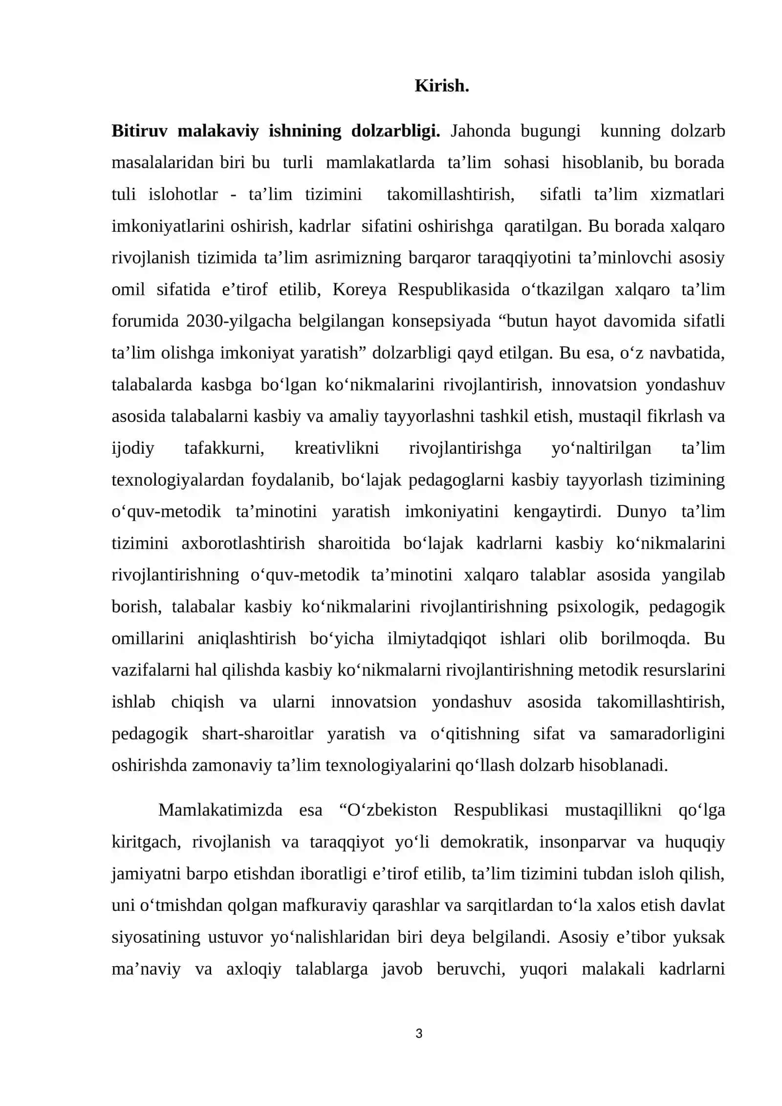 PEDAGOGIKA OLIY TA’LIM MUSSASALARIDA TALABALARNING KASBIY SIFATLARINI RIVOJLANTIRISH. 3
