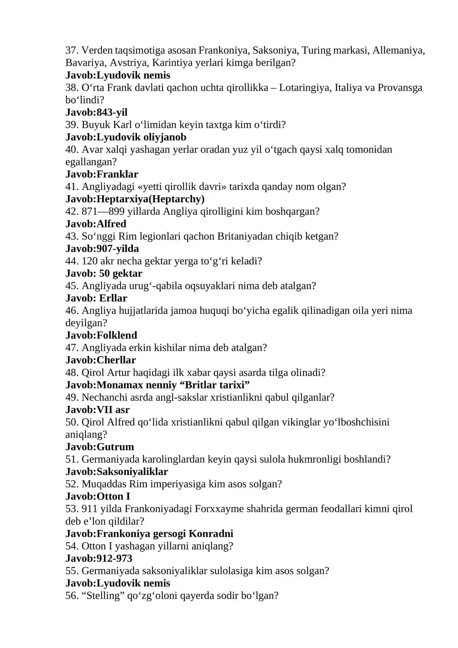JAHON TARIXI (o‘rta asrlar davri)dan 3