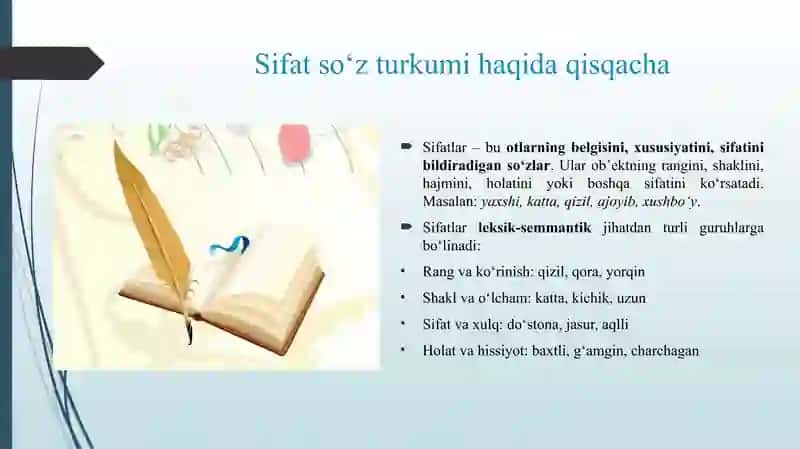 SIFAT SO'Z TURKUMINI O'RGANISHDAGI LEKSIK-SEMMANTIK MASHQLAR. 3