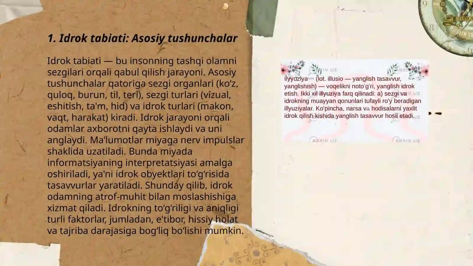 Idrok tabiati.Idrokning tasnifi va turlari 3