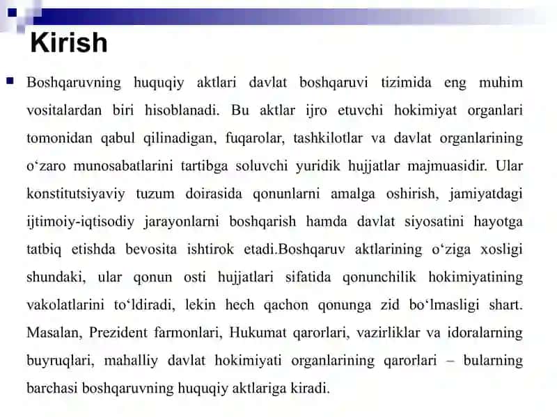 Boshqaruvning Huquqiy Aktlari Tushunchasi va Yuridik Ahamiyati 3