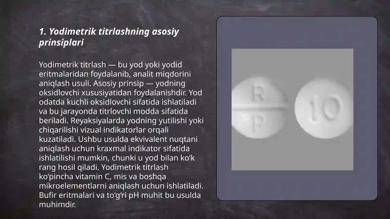 Yodimetrik titrlash usulida qaytaruvchilar va farmatsevtik preparatlarni miqdorlarini aniqlash usullari 3