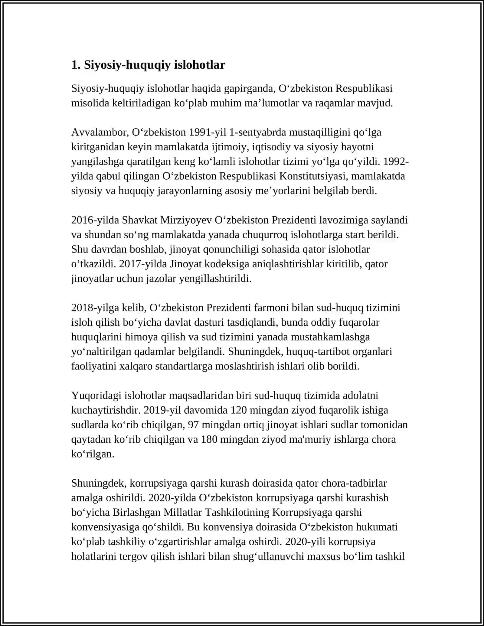 MUSTAQILLIK YILLARIDA DAVLAT BOSHQARUVI TIZIMIDA AMALGA OSHIRILGAN ISLOHOTLAR 3
