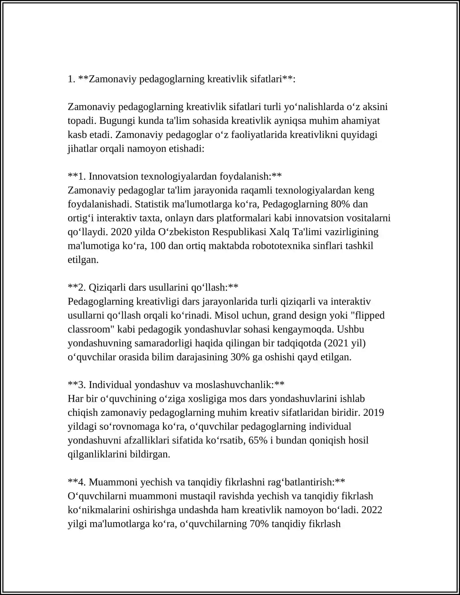 PEDAGOGLARDA ZAMONAVIY KREATIVLIG SIFATLARINI RIVOJLANTIRISH 3