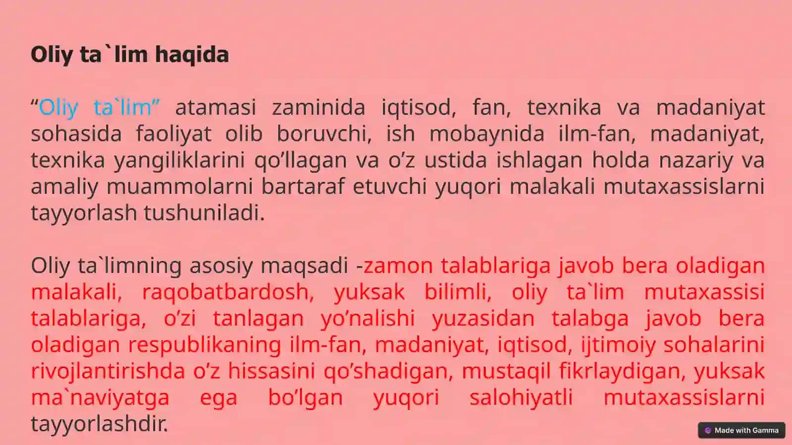 Oliy ta'lim va o'qituvchilar malakasini oshirish 3