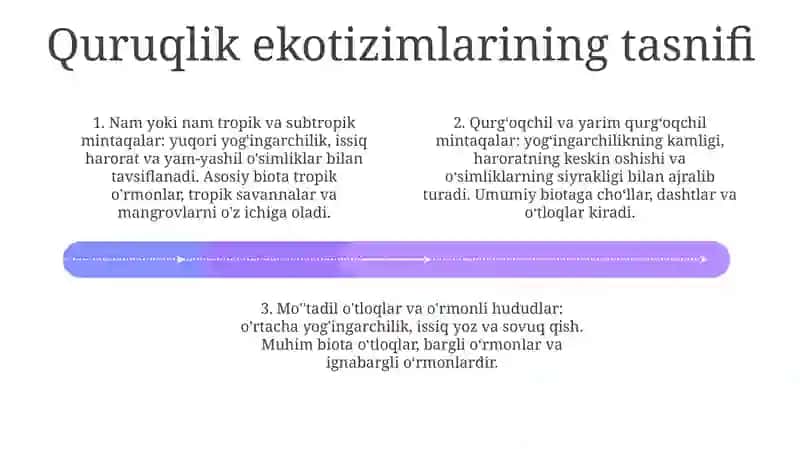 Yer Sharida Quruqlik Ekosistemalari Shartli Iqlimiy Guruhlari Va Ularni Muhim Biotsenozlari 3